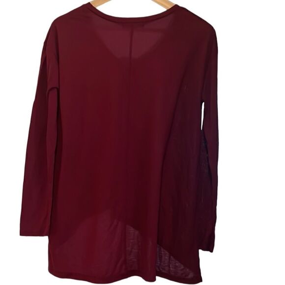 Billabong  Burgundy Long Drop Shoulder Sleeves V Neck Top Size S NWT - Picture 2 of 11
